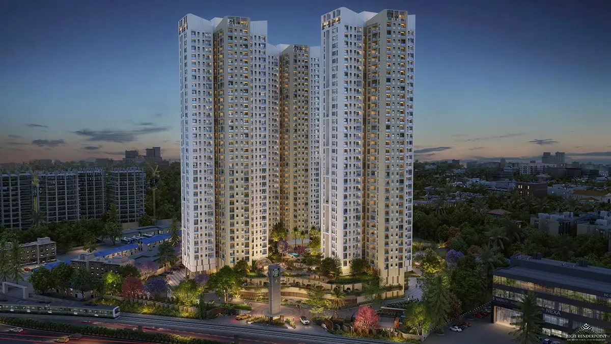 Sattva Aaranya tower cluster around the central landscaped podium